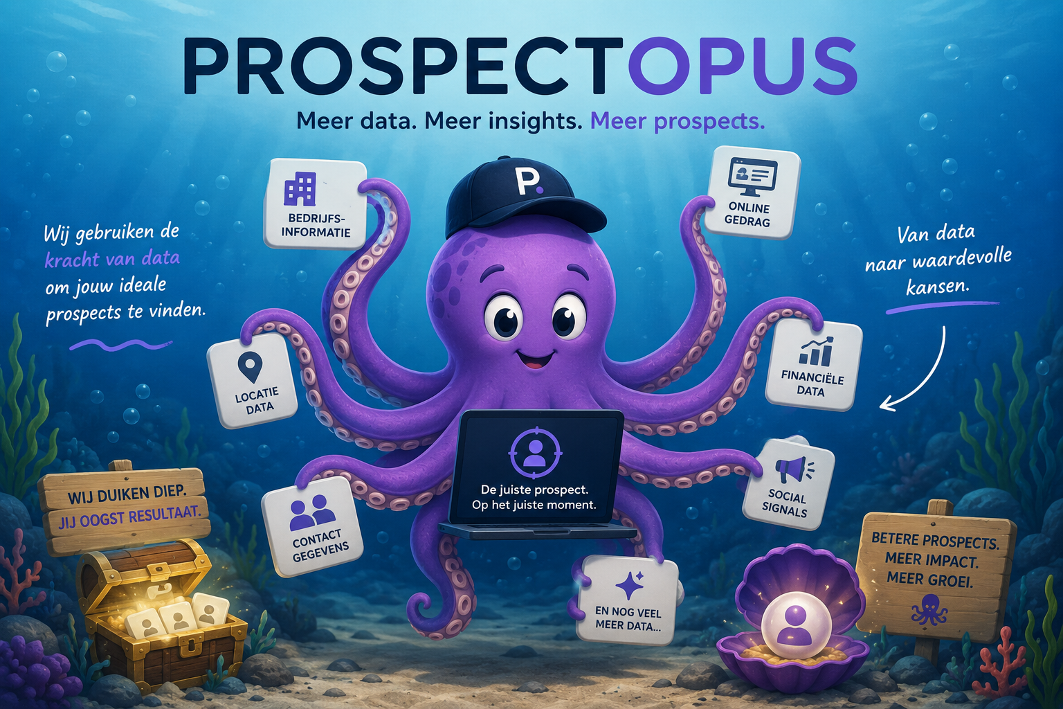 ProspectOpus paarse octopus mascotte